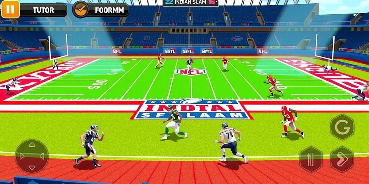 Indian NFL Grand Slam gameplay showing Indian-themed stadium with players in action